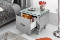 Table de chevet design baroque 47cm avec tiroir gris clair