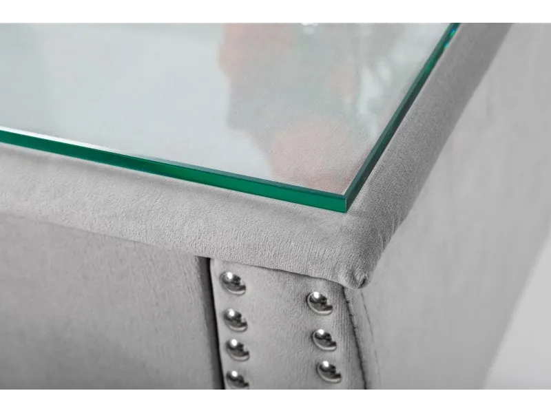 Table de chevet design baroque 47cm avec tiroir gris clair