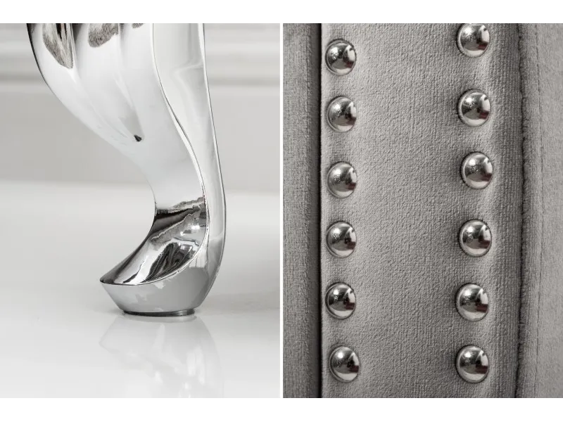 Table de chevet design baroque 47cm avec tiroir gris clair