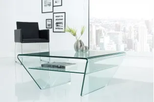 Table basse contemporaine en verre 70cm  avec étagère transparente 2