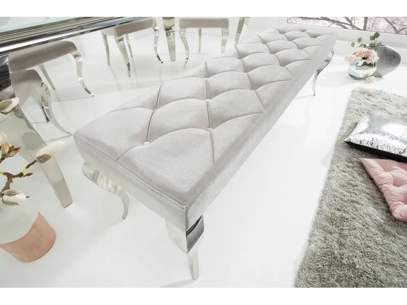 Banquette design BAROQUE  172cm en velours et acier inoxydable