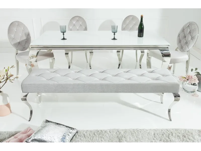 Banquette design BAROQUE  172cm en velours et acier inoxydable