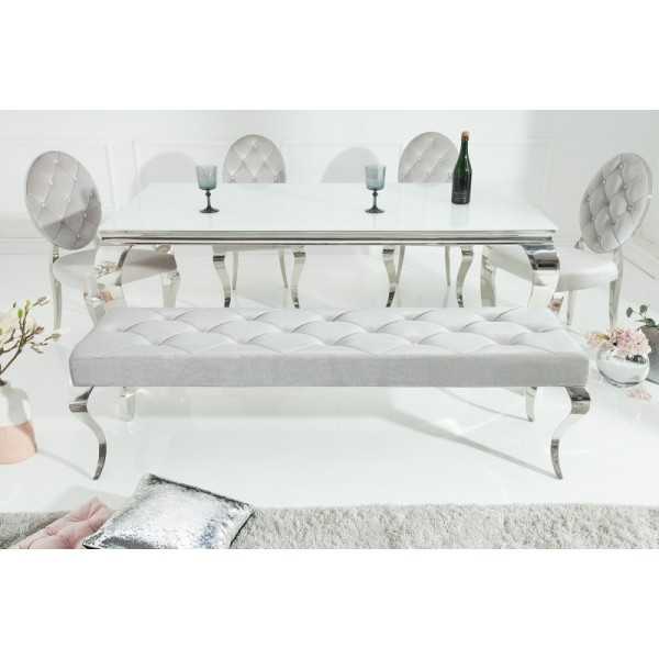 Banquette design BAROQUE  172cm en velours et acier inoxydable