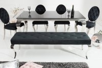 Banquette design BAROQUE 172cm en velours noir et acier inoxydable