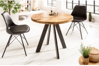 Table à manger 80cm haute de style industriel coloris naturel en bois massif et métal