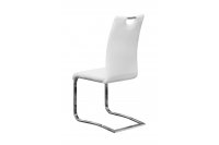 Chaise simili cuir avec piétement en acier chromé, Coloris blanc
