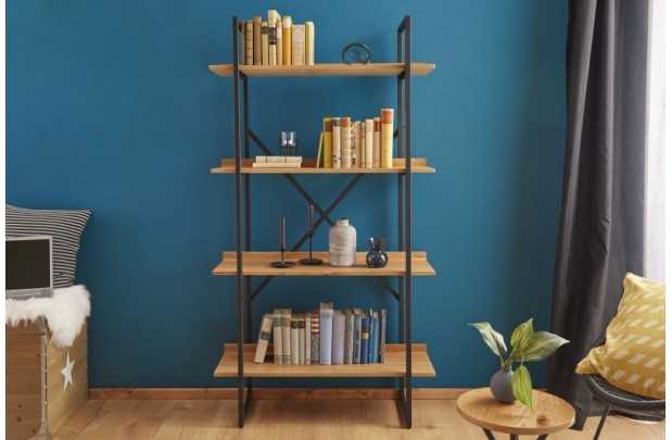 Etagère design industriel en bois coloris naturel