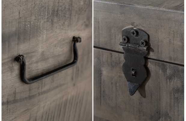 Banc coffre de 115cm en bois massif coloris gris