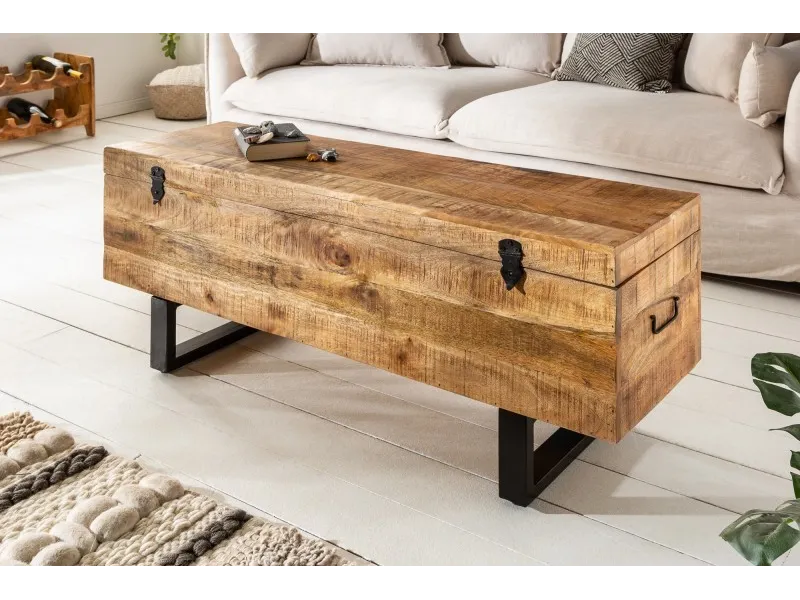 Banc coffre de 115cm en bois massif coloris naturel