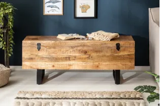 Banc coffre de 115cm en bois massif coloris naturel 2