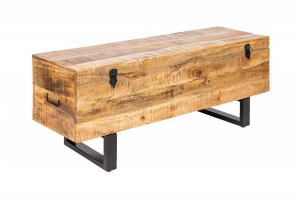 Banc coffre de 115cm en bois massif coloris naturel