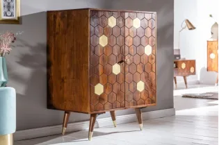 Meuble bar en bois massif coloris naturel 2