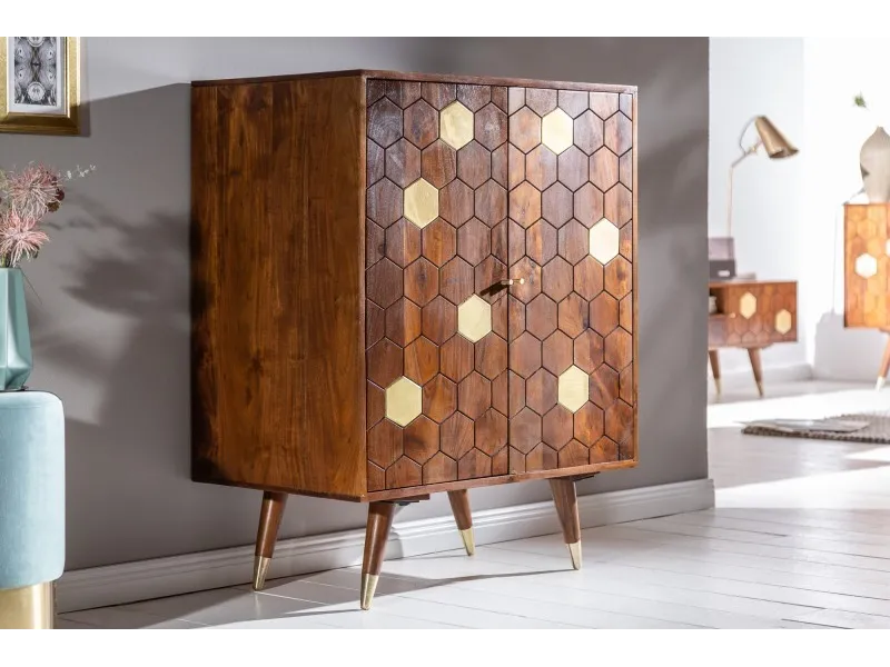 Meuble bar en bois massif coloris naturel