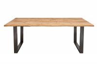 Table à manger de 180 cm en bois massif coloris naturel