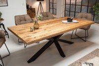 Table à manger en bois massif de 180 cm coloris naturel