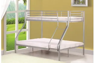 Lit superposé 90/140 x 200 cm en métal coloris argenté