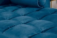 Canapé d'angle en velours coloris bleu 260cm (MONTABLE À GAUCHE + À DROITE)