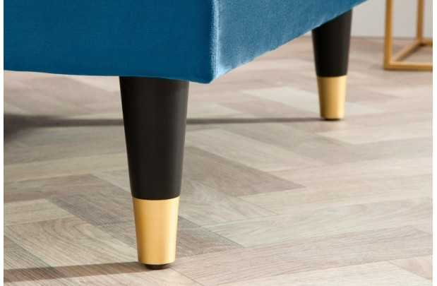 Canapé d'angle en velours coloris bleu 260cm (MONTABLE À GAUCHE + À DROITE)