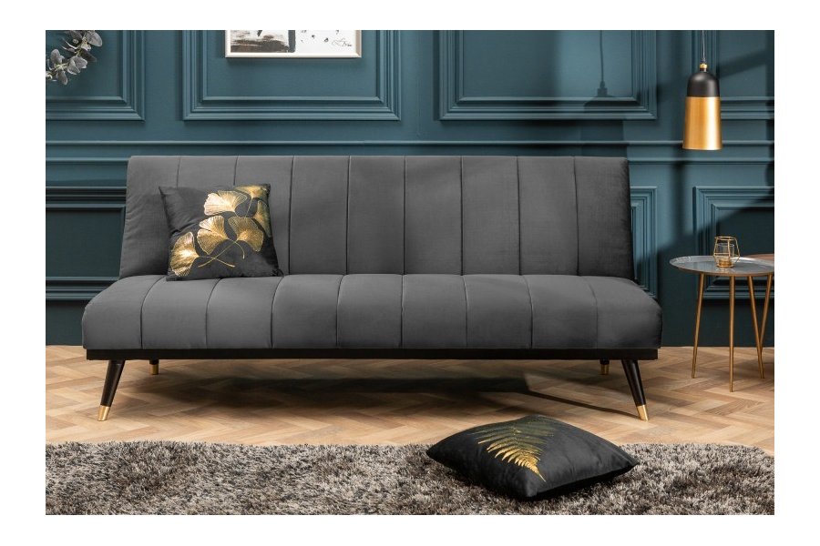 Canapé-lit en velours coloris gris foncé