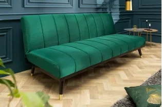 Canapé-lit en velours coloris vert émeraude 2