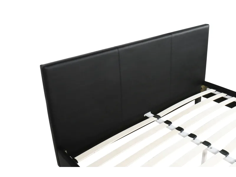 Lit adulte contemporain 140 x 200 cm en simili cuir noir