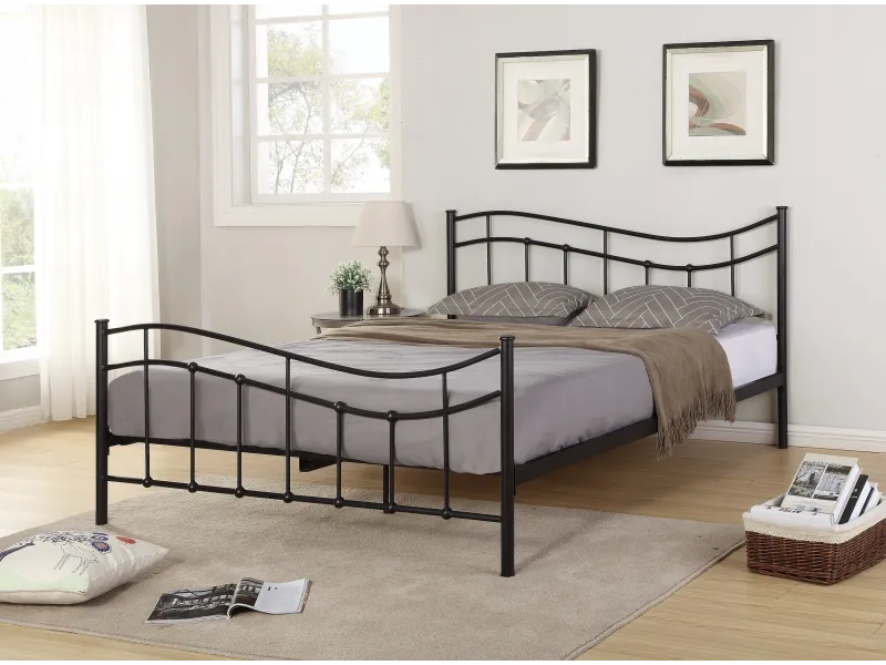 Lit contemporain de 140 x 200 cm en métal coloris noir