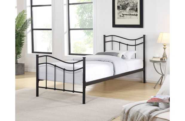 Lit moderne de 90 x 200 cm de couleur noir en métal