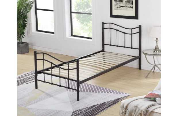 Lit moderne de 90 x 200 cm de couleur noir en métal