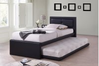 Lit gigogne de 90 x 200 cm en simili cuir coloris noir