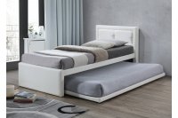 Lit gigogne de 90 x 200 cm en simili cuir coloris blanc