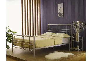 Lit design pour adulte de 160x200 cm en métal teinté gris