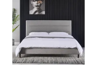 Lit moderne de 140 x 200 cm en tissu coloris gris