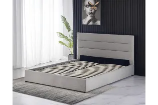 Lit moderne de 140 x 200 cm en tissu coloris gris 2