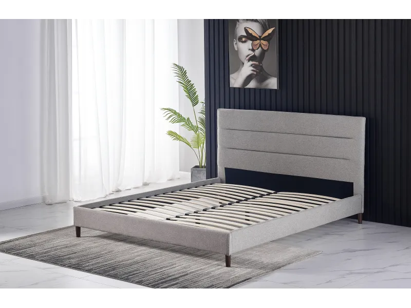 Lit moderne de 160 x 200 cm en tissu coloris gris