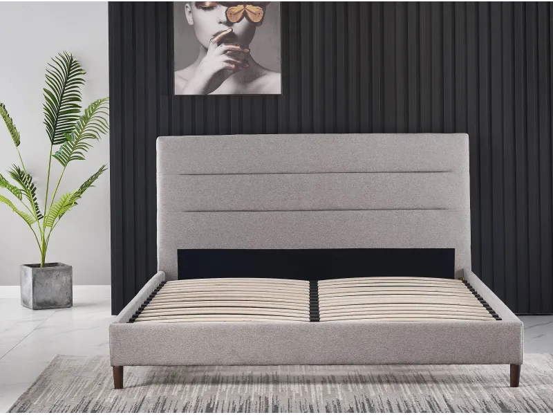 Lit moderne de 180 x 200 cm en tissu coloris gris