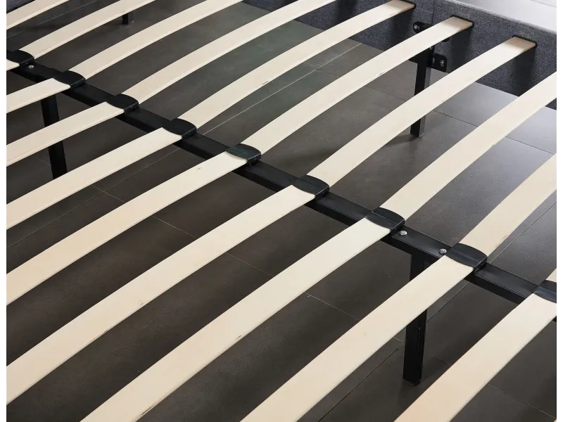 Lit moderne de 180 x 200 cm en tissu coloris gris