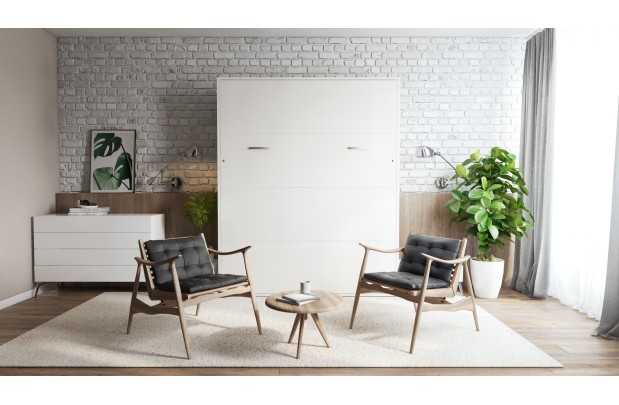 Lit encastrable vertical de 160 x 200 cm coloris blanc