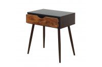 Table de chevet avec tiroir en MDF et métal coloris noir et bois foncé