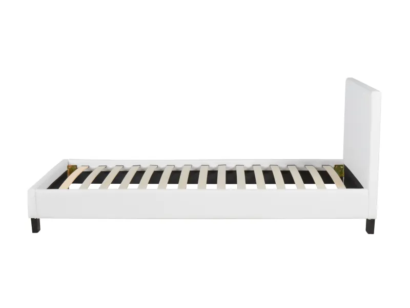 Lit moderne de 90 x 200 cm en simili cuir blanc