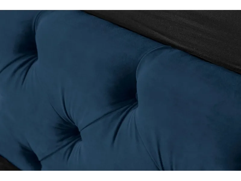 Lit design 180x200cm Chesterfield en velours coloris bleu