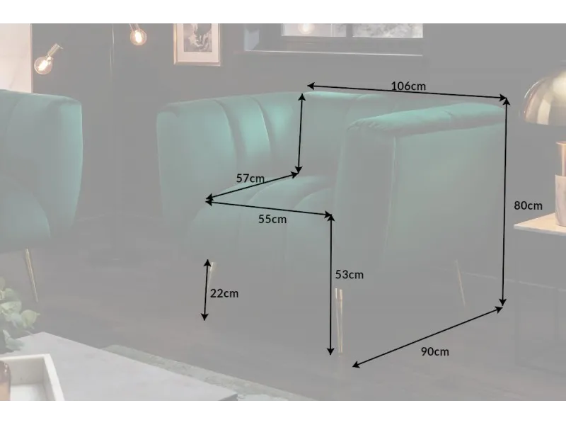 Fauteuil Rétro en Velours Vert Émeraude avec Pieds Dorés
