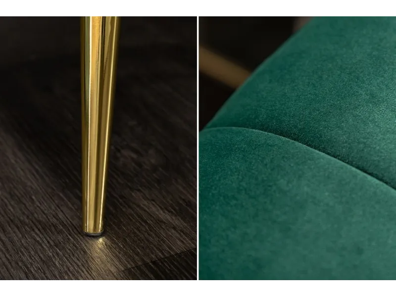 Canapé Rétro Noblesse 3 places 225cm en Velours Vert Émeraude avec Pieds Dorés