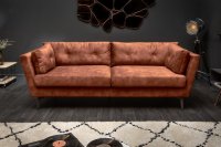 Canapé antique en velours marron rouillé 220cm