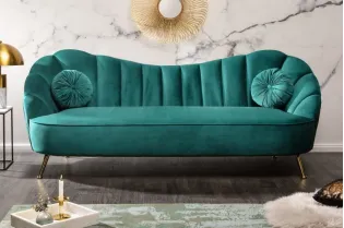 Canapé en velours style rétro coloris Turquoise ancien 220cm