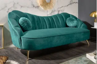 Canapé en velours style rétro coloris Turquoise ancien 220cm 2
