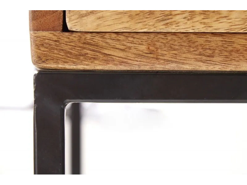 Table de chevet en bois massif style industriel 45cm