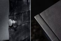 Table de chevet en bois massif sculpté scorpion coloris noir 50cm