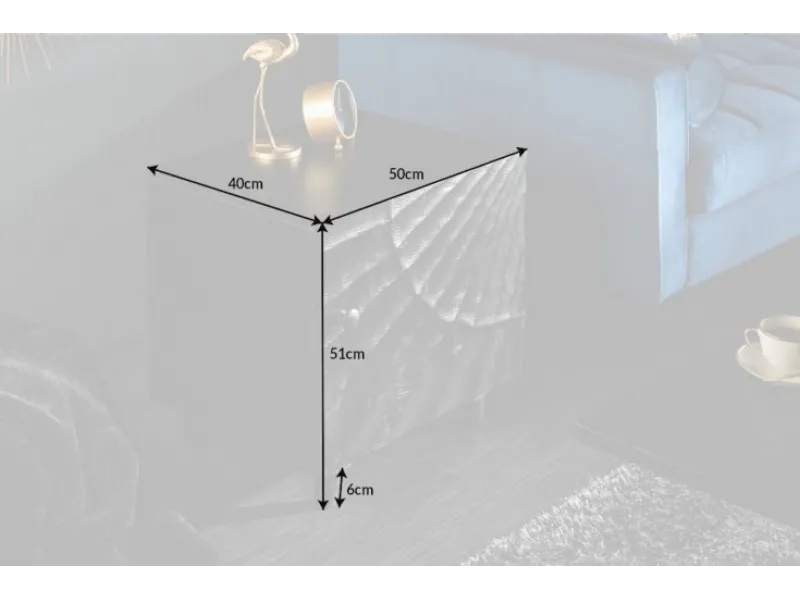 Table de chevet en bois massif sculpté scorpion coloris noir 50cm