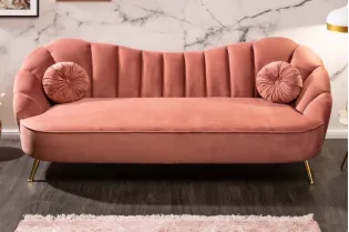 Canapé en velours style rétro coloris rose ancien 220cm