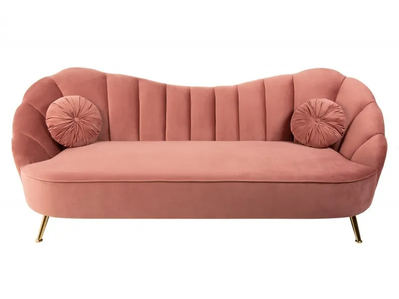 Canapé en velours style rétro coloris rose ancien 220cm